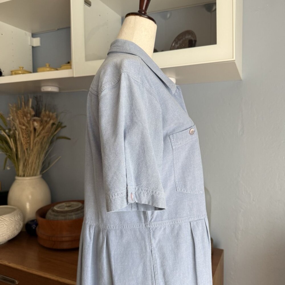 Vtg Jennifer Moore Cotton Chambray Button Shirtdress Midi Modest Sz S Minimalist - Picture 6 of 9